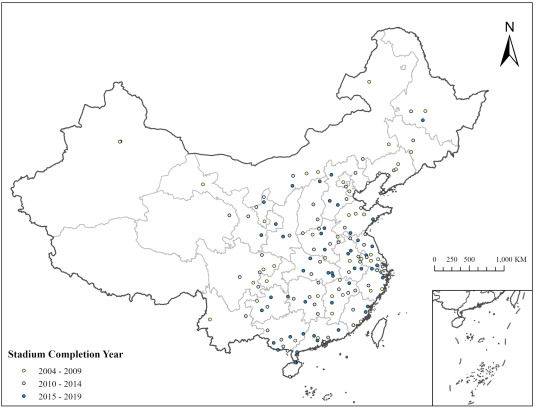 Does stadium construction drive surrounding urban development Evidence from spatiotemporal impacts of large-scale stadiums in China